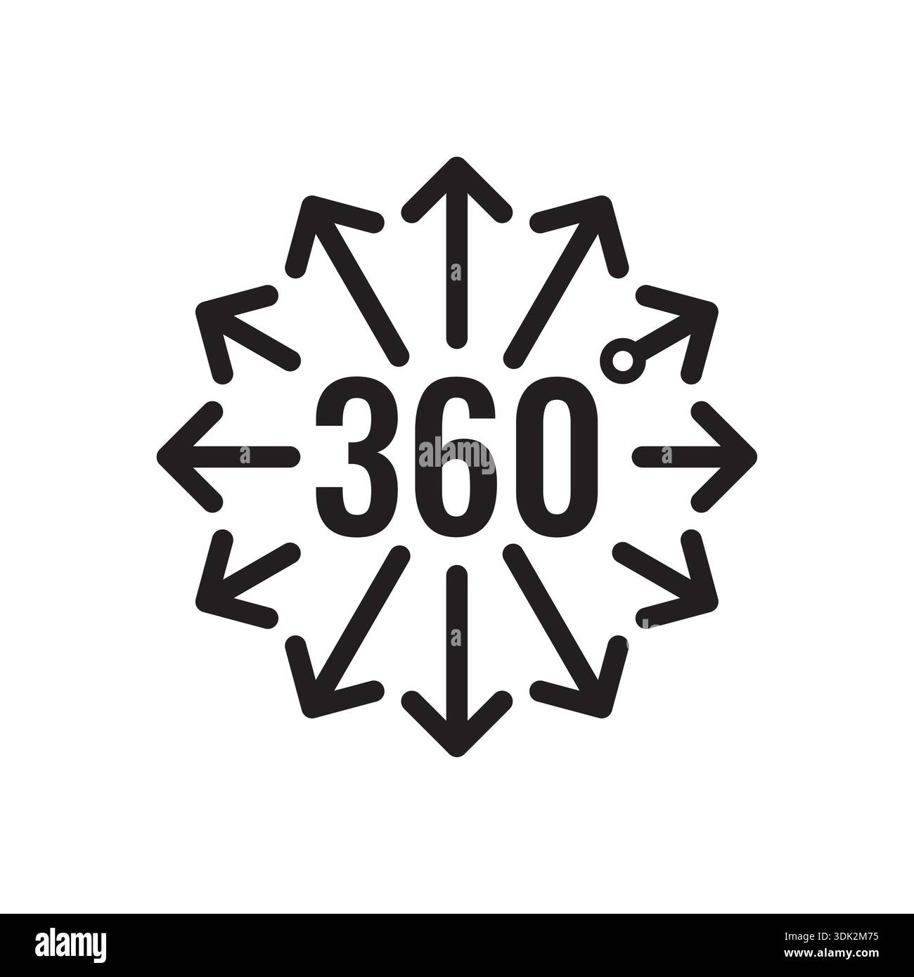 360 Grad Logo. 360 Grad und Pfeilschilder. Stock Vektor