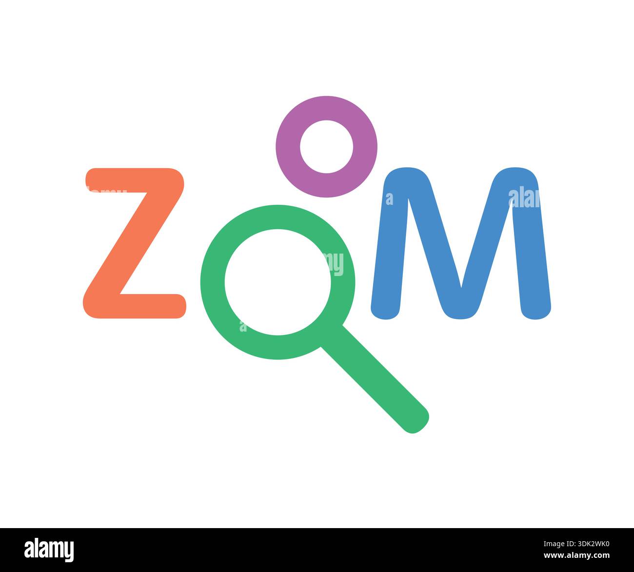Farbenfrohes Zoom-Logo auf weißem Hintergrund. Stock Vektor