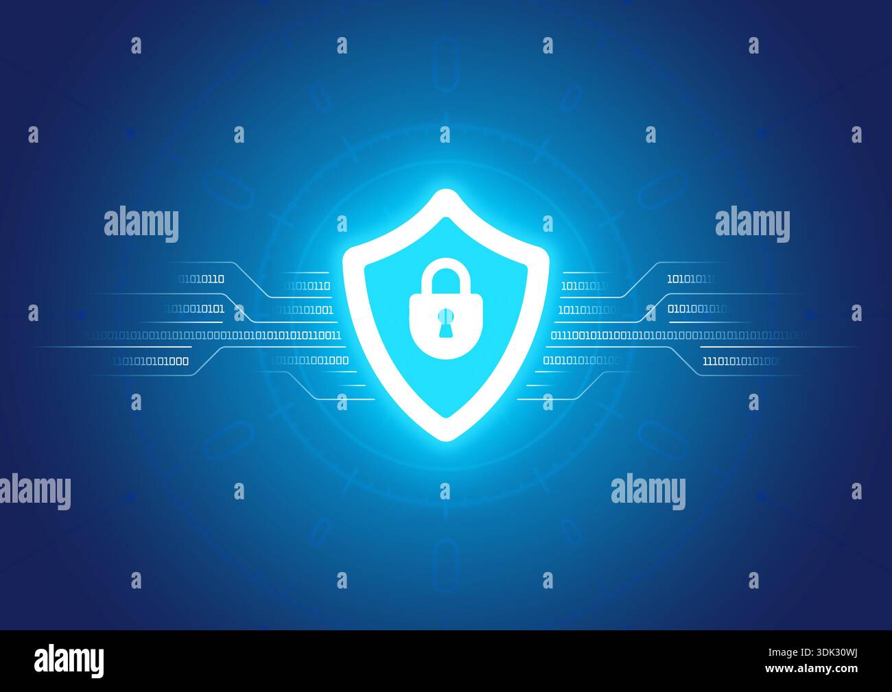 Digitale Sicherheit und digitaler Schutz. Sicherheitskonzept für Unternehmen, Shopping, digitale Welt Stock Vektor