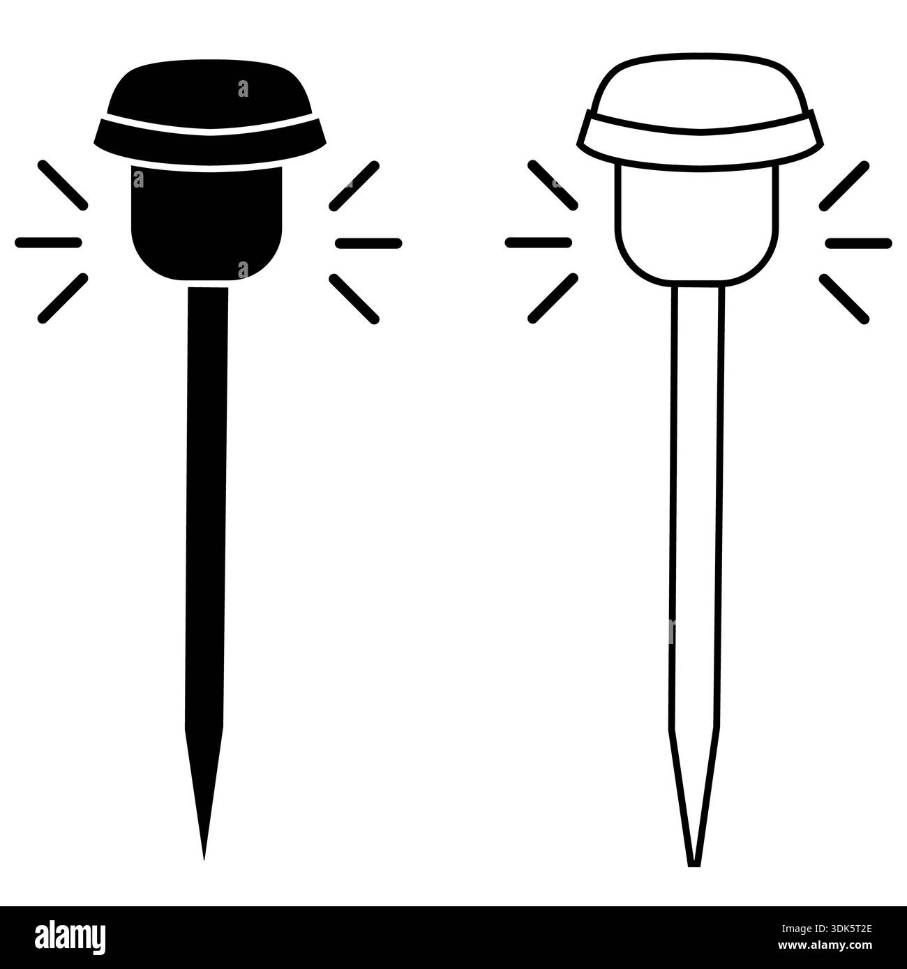 Symbol für Solar-Gartenleuchte. Licht solarbetriebenes Gartenlampen-Schild. Flacher STYLE. Stockfoto