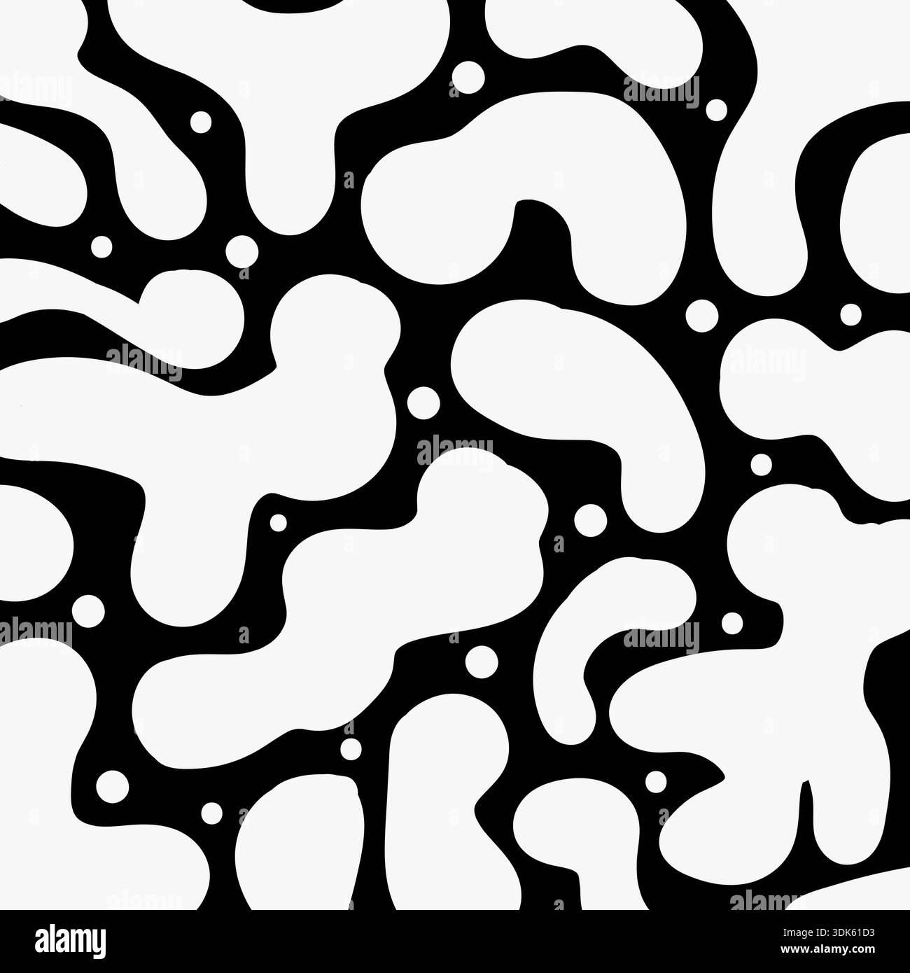 Minimalistischer monochromer Hintergrund kontrastreiche flüssige Formen und fließende organische Blobs-Muster für modische Textilien und digitale Oberflächendesigns Stock Vektor