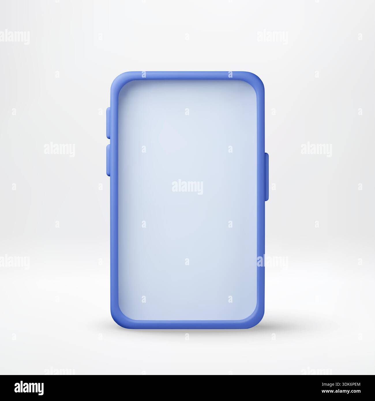 Blaues 3D-Cartoon-Smartphone mit leerem Bildschirm Stock Vektor