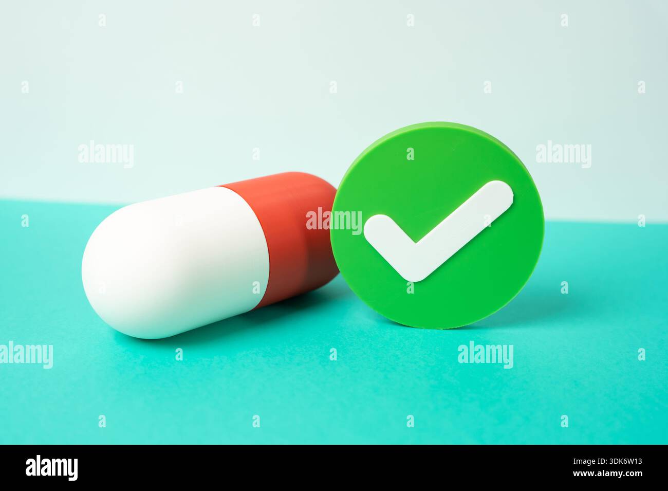 Zulassung eines neuen Medikaments zum Verkauf. Die Legalisierung von Arzneimitteln. Genehmigung durch das Gesundheitsministerium. Erfolgreiche klinische Studien, Sicherheitsvalidati Stockfoto