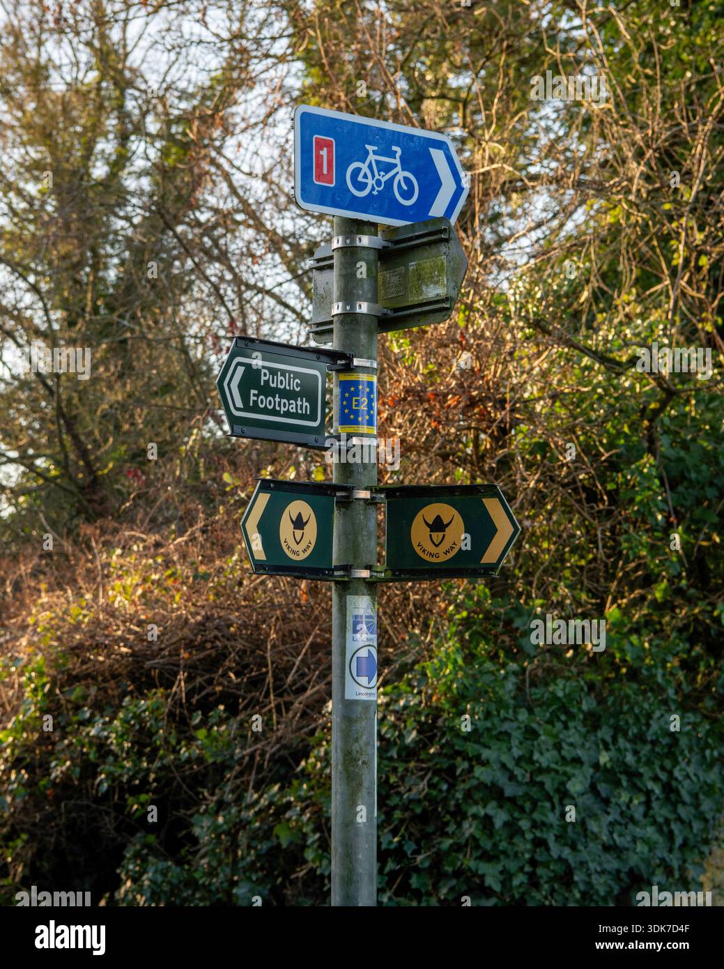 Wegweiser für die Wikingerstraße Stockfoto