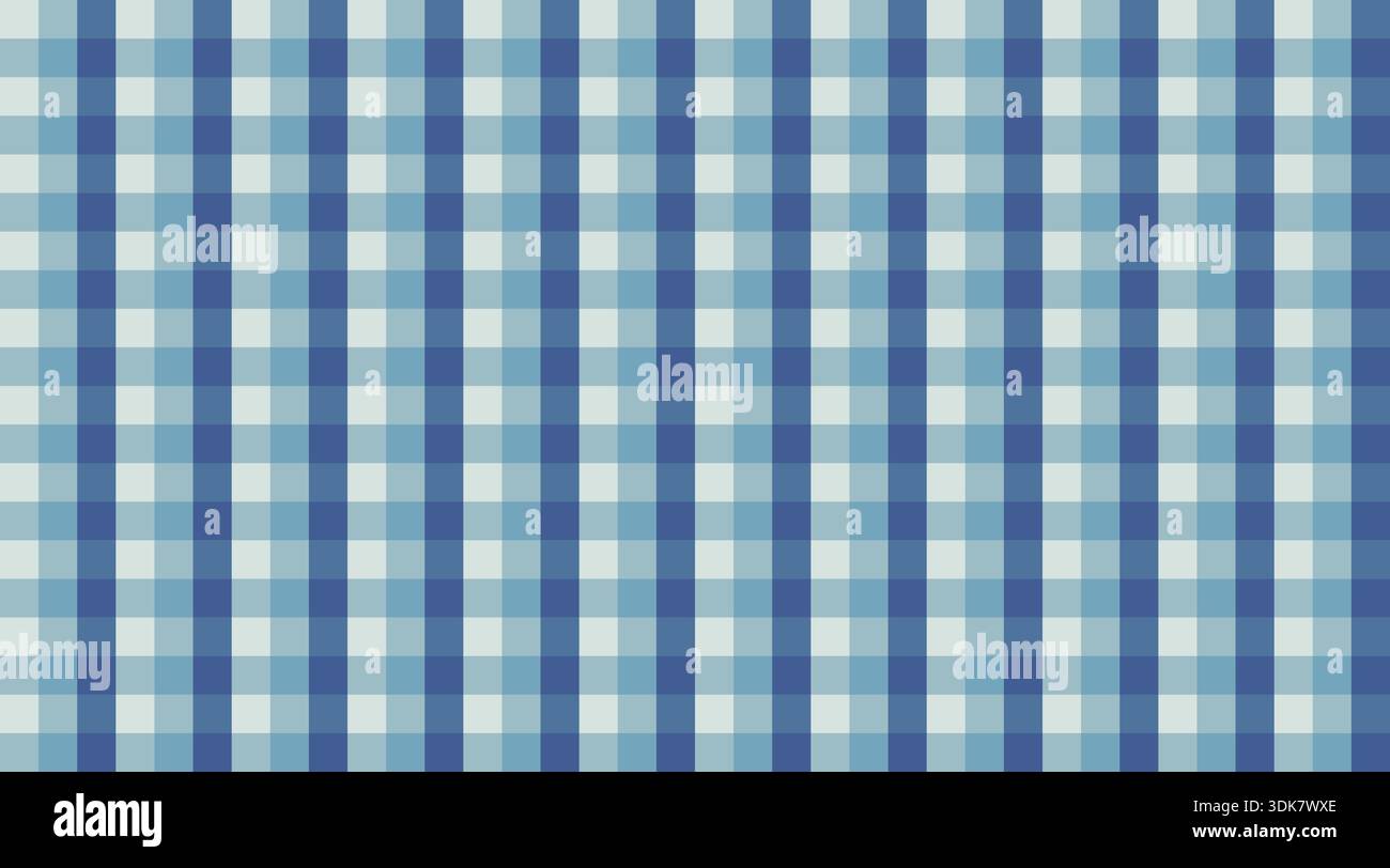 Ein nahtloser Hintergrund mit hellblauem und weißem Karomuster. Das geometrische, klassische Gingham-Design eignet sich perfekt für Stoffe, Tapeten, Textilien oder jeden Kleinen Stock Vektor