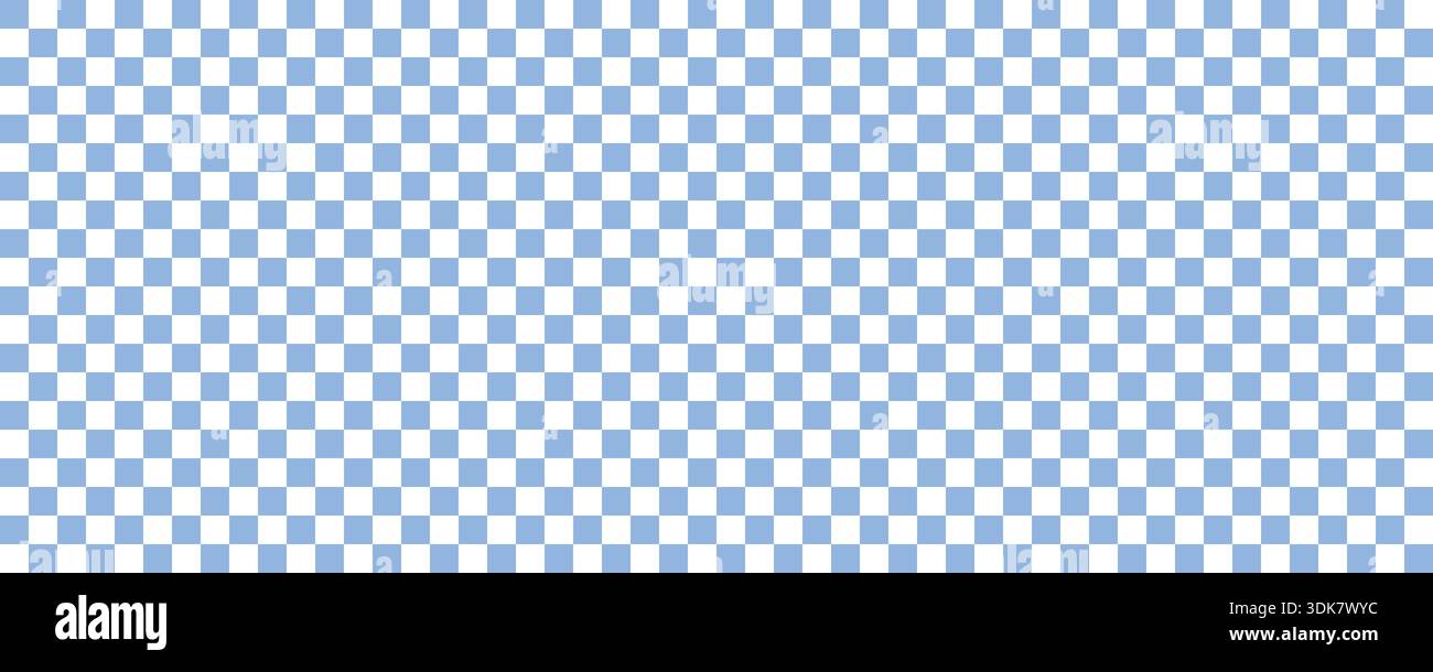 Ein nahtloser Hintergrund mit hellblauem und weißem Karomuster. Dieses geometrische, klassische Gingham-Design eignet sich perfekt für Stoffe, Tapeten, Textilien oder andere Stock Vektor