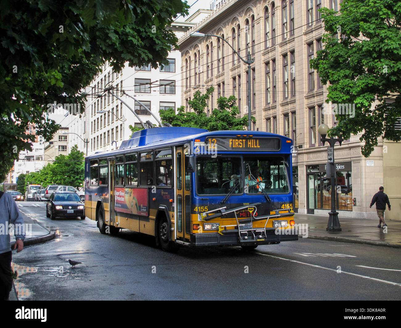 Der Trolleybus Seattle 4155 war ein 2002er Gillig Phantom Electric Trolleybus, der zur King County Metro Flotte gehörte. Die Flotte wurde seitdem stillgelegt. Stockfoto
