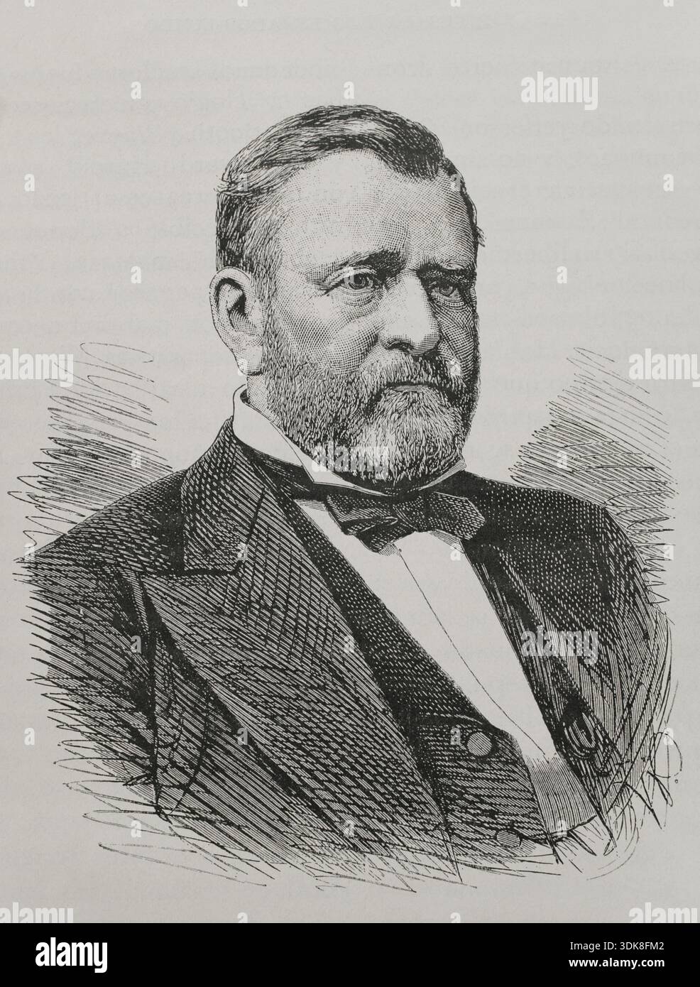 Ulysses S. Grant (1822-1885). Amerikanischer General und Politiker. 18. Präsident der Vereinigten Staaten (1869-1877). 1865 führte Grant als Commanding General der United States Army die Union Army zum Sieg im Amerikanischen Bürgerkrieg. Hochformat. Gravur. Historia biográfica de los Presidentes de los Estados Unidos (Biographische Geschichte der Präsidenten der Vereinigten Staaten). Veröffentlicht in Barcelona von Montaner y Simón, 1885. Stockfoto
