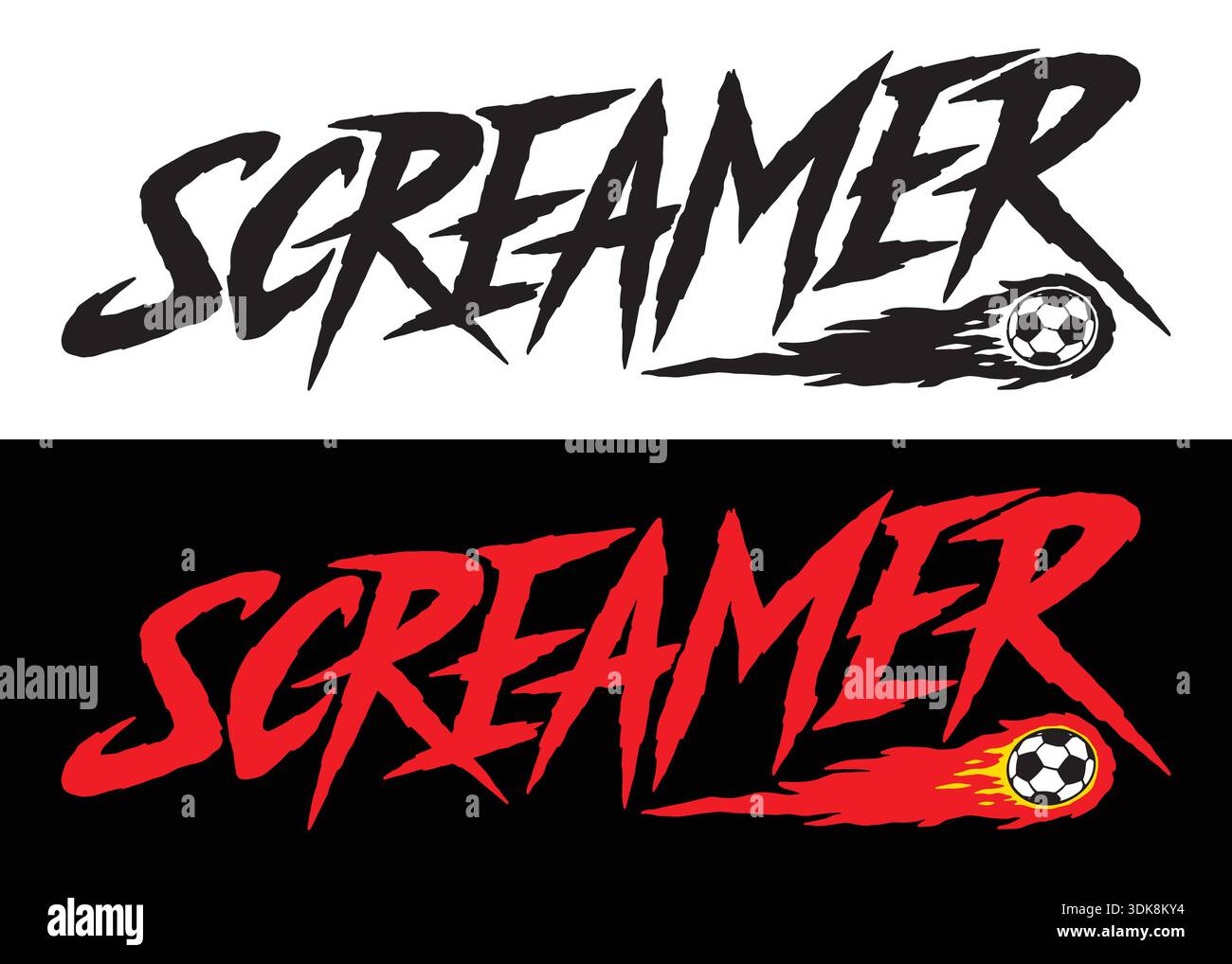 Screamer Football Fußball-Fußball-Schriftzug mit Kunstdesign. Vektor-Design-Illustration für Web, T-Shirt-Design, andere grafische Design-Verwendung Stock Vektor