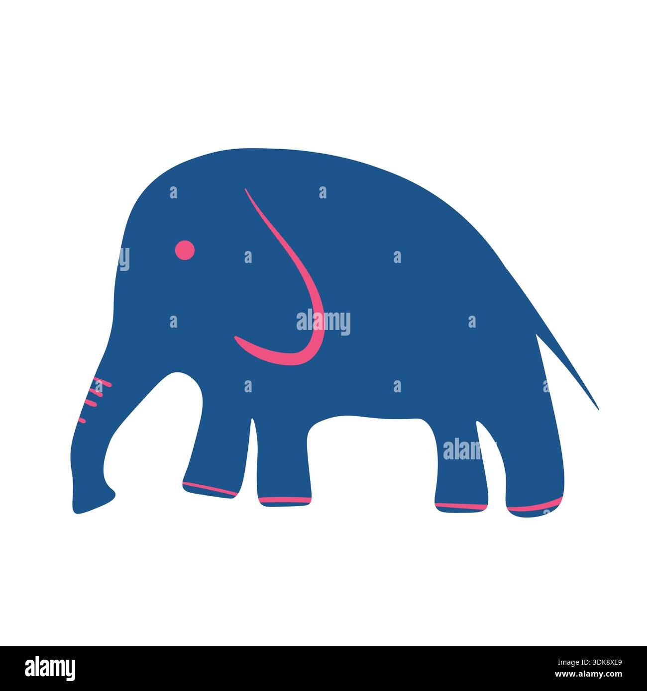 Lustiger süßer Elefant, wildes Tier. Das Zeichnen von Elefantenbabys isoliert. Modischer Cartoondruck für Kinder. Elegante, schlanke Figuren, moderne Kunst Stock Vektor