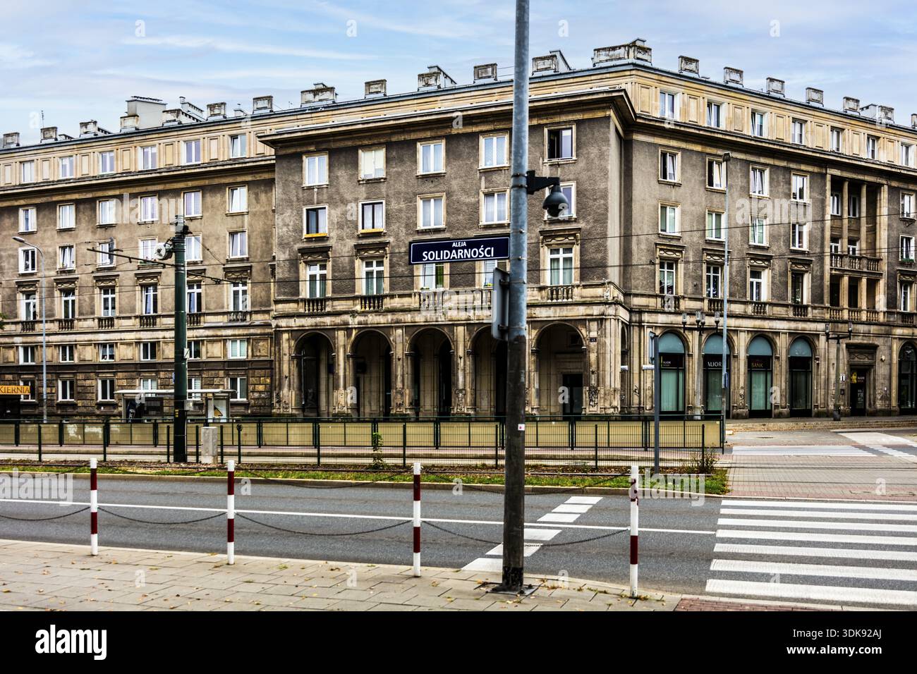 Straßenschild zu Ehren der Solidarität, Nova Huta, Socialist Realism District, Krakau, Polen Stockfoto