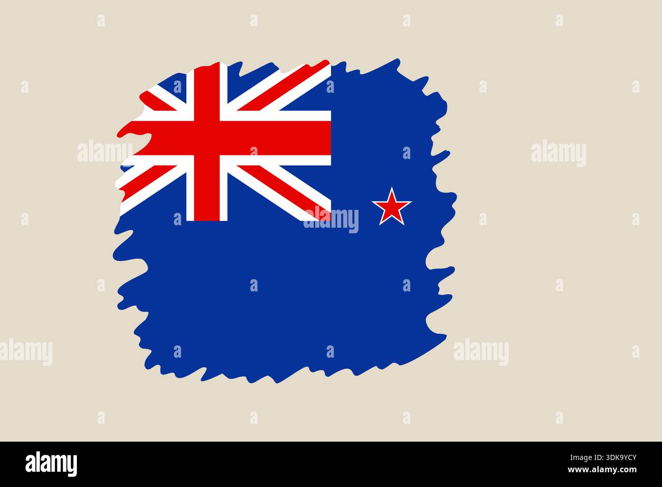 Stilisierte Neuseeland-Flagge-Vektor-Illustration mit abstrakter Pinselform, die nationale Identität und Patriotismus repräsentiert. Stock Vektor