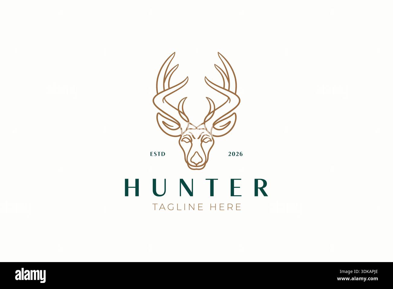 Linear abstraktes Rentierkopf-Icon-Logo für Animal Hunter oder Forest Outdoor Club Emblem Emblem Stock Vektor