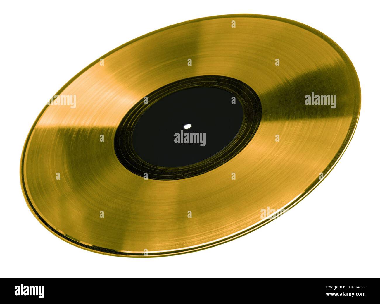 Goldene Schallplatte auf transparentem Hintergrund symbolisiert Erfolge in der Musikindustrie Stockfoto