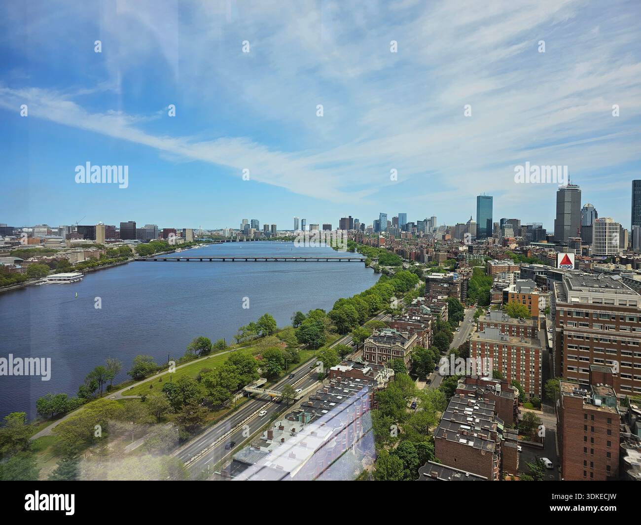 Blick auf die Skyline von Boston und den Charles River Stockfoto