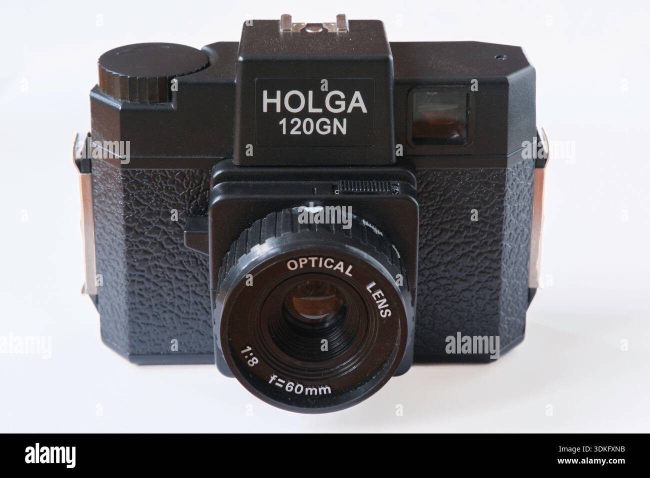 Holga 120GN Mittelformat 120 Filmkamera produziert von Universal Electronics (Holga) in Hongkong. Stockfoto
