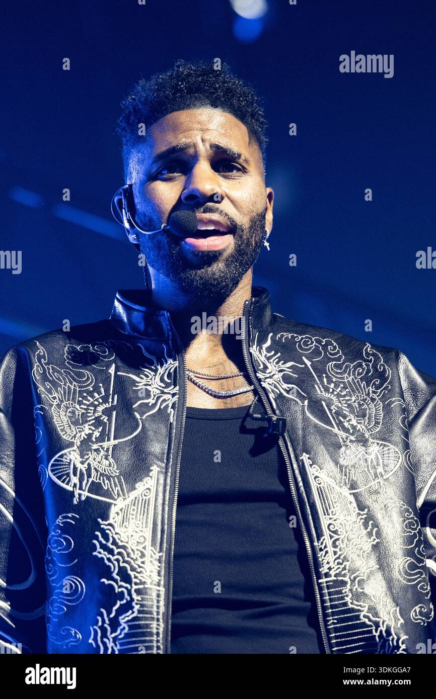 Der US-amerikanische Sänger und Songwriter Jason Derulo konzertierte während seiner „Last Dance World Tour“ im O2, London Stockfoto