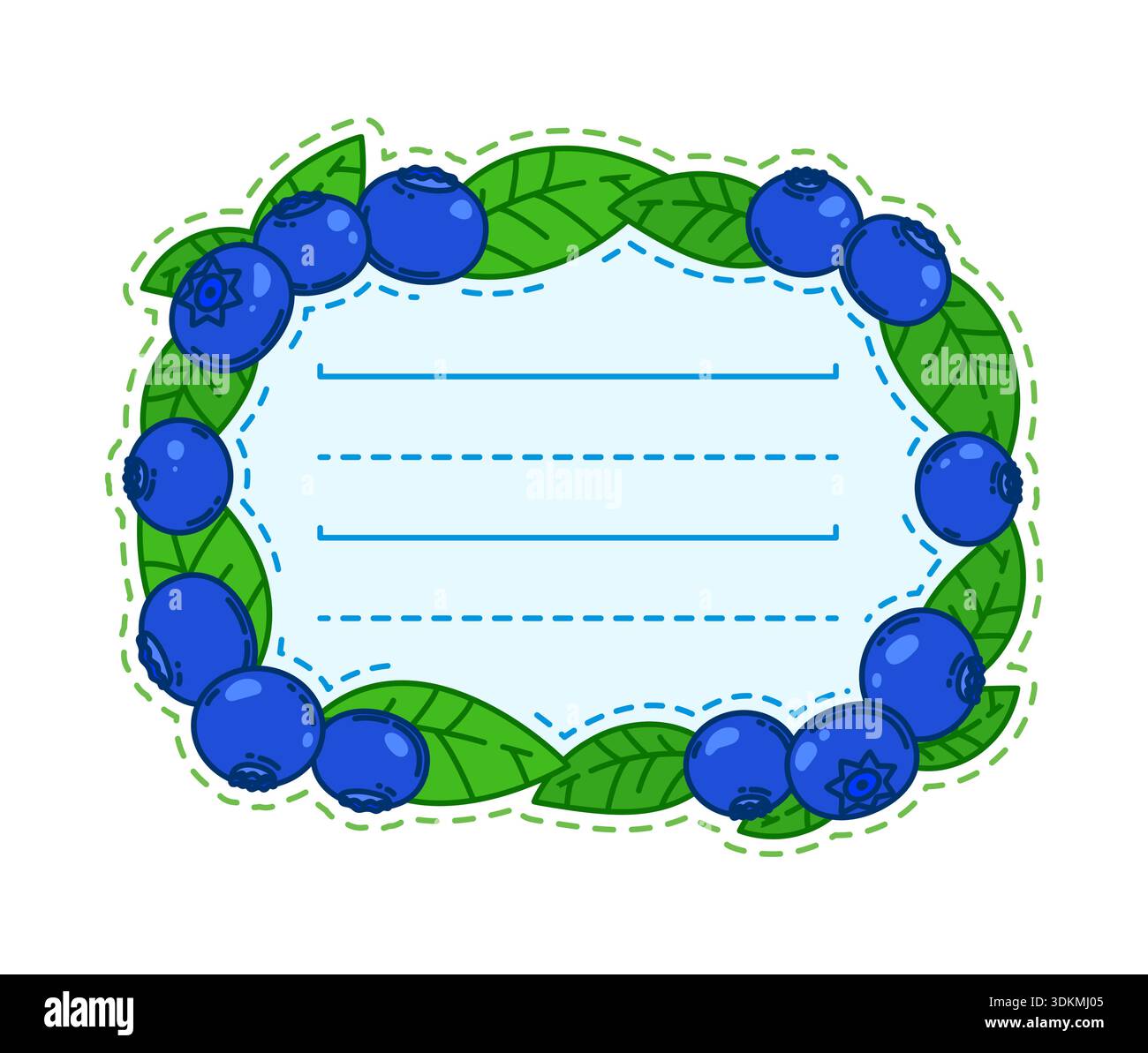 Reife Blaubeere Kinder Notizzettel Rahmen mit Beeren Stock Vektor
