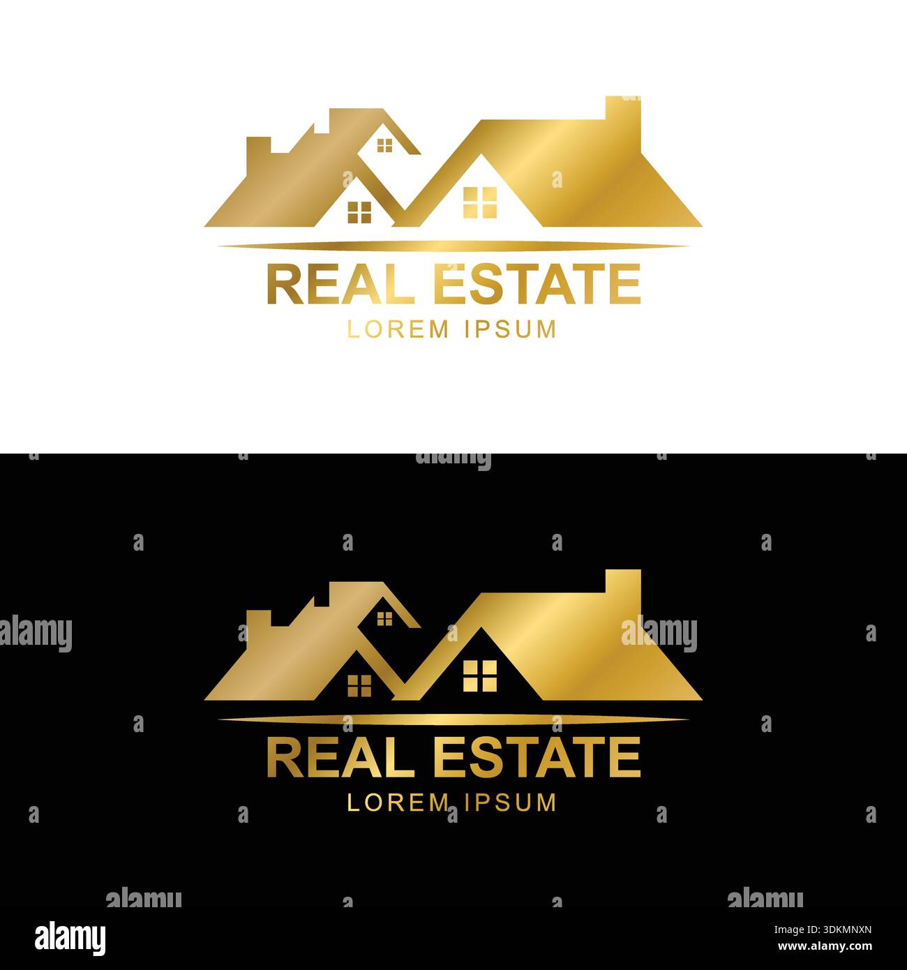 Luxuriöses goldenes Immobiliendach-Logo mit Markenzeichen Stock Vektor