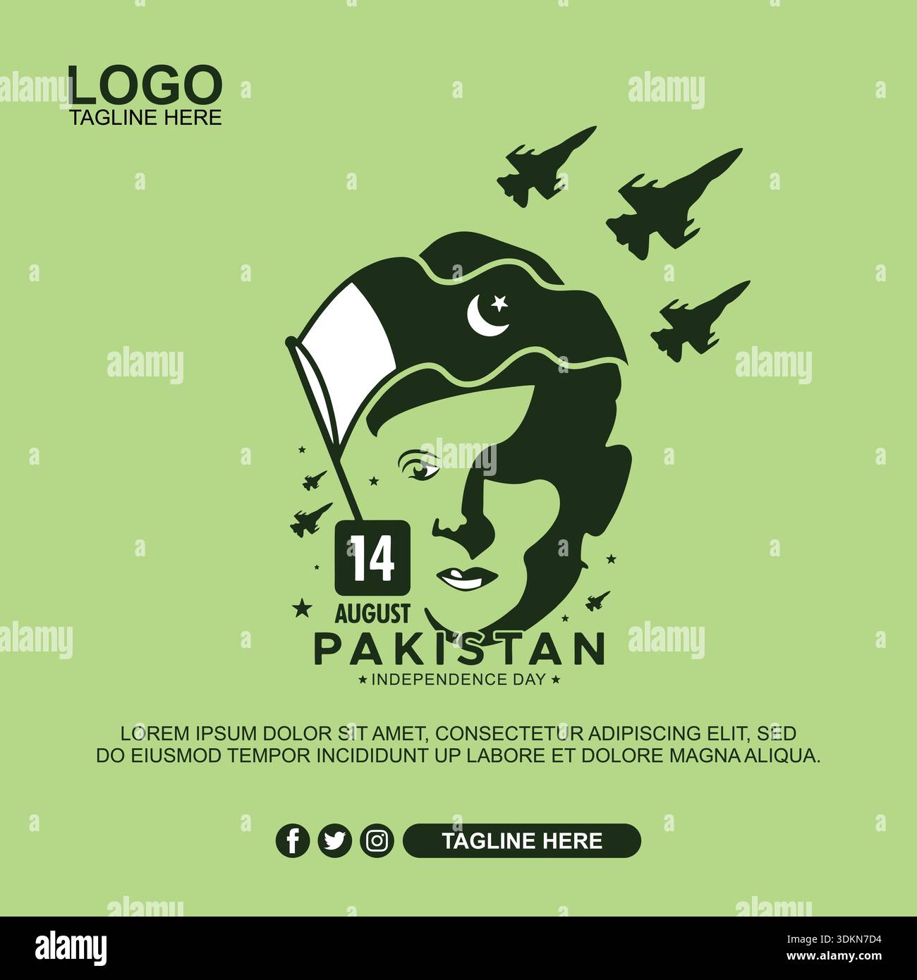 Eine grafische Vorlage für die Feierlichkeiten zum pakistanischen Unabhängigkeitstag am 14. August. Stock Vektor