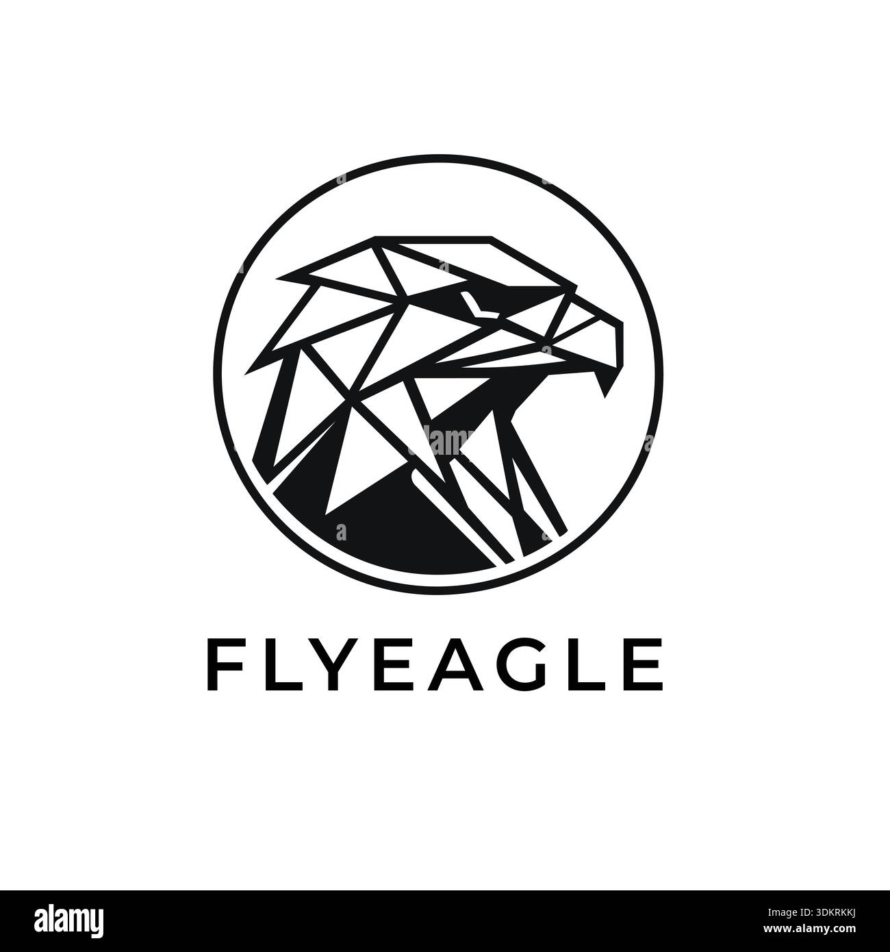 Geometrischer Adlerkopf-Logo-Vektor. Minimalistisches Bird of Prey-Symbol für Sicherheit, Cyber-Technologie und Finanzwesen. Modernes Falcon Symbol in Black CIR Stock Vektor