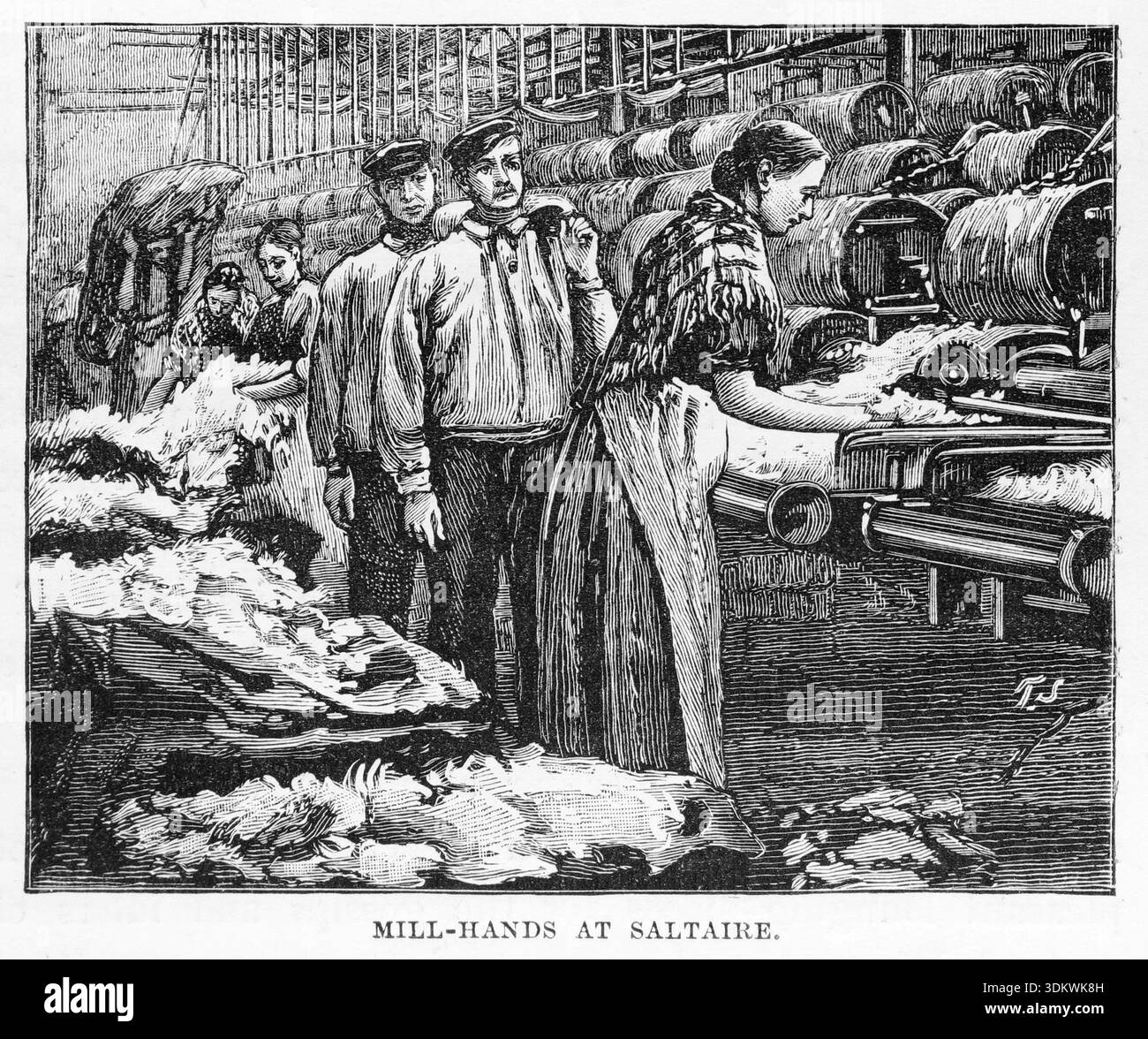 Mühlenhände in Saltyre Cotton Mill. Schwarz-weiß-Illustration aus unserem eigenen Land Band 5, veröffentlicht von Cassell, Petter, Galpin & Co. Im späten 19. Jahrhundert. Stockfoto