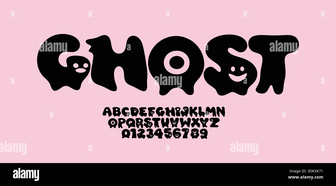 Kind Bold Color Schriftart Logo Alphabet Ballon Letter Set Bunte abgerundete Typografie, kreatives Ghost Typografie Design für gruseligen Titeltext, Karneval Stock Vektor