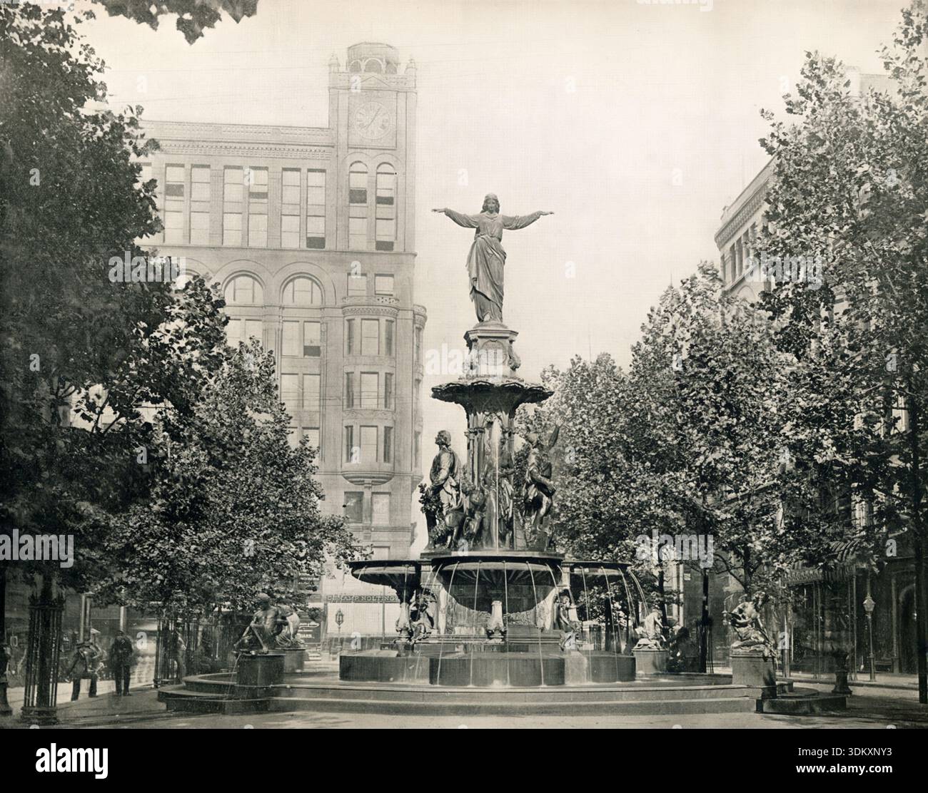 Fountain Square, Cincinnati, Ohio, amerikanisches Vintage-Foto aus dem 19. Jahrhundert Stockfoto