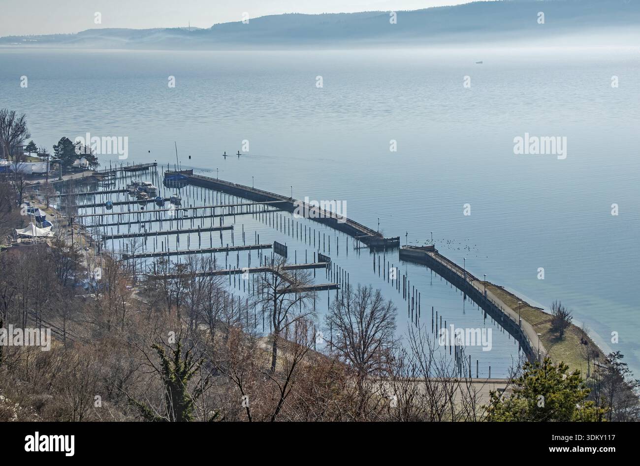 Sipplingen am Bodensee, Hafenanlage, Ende Februar 2021 Stockfoto