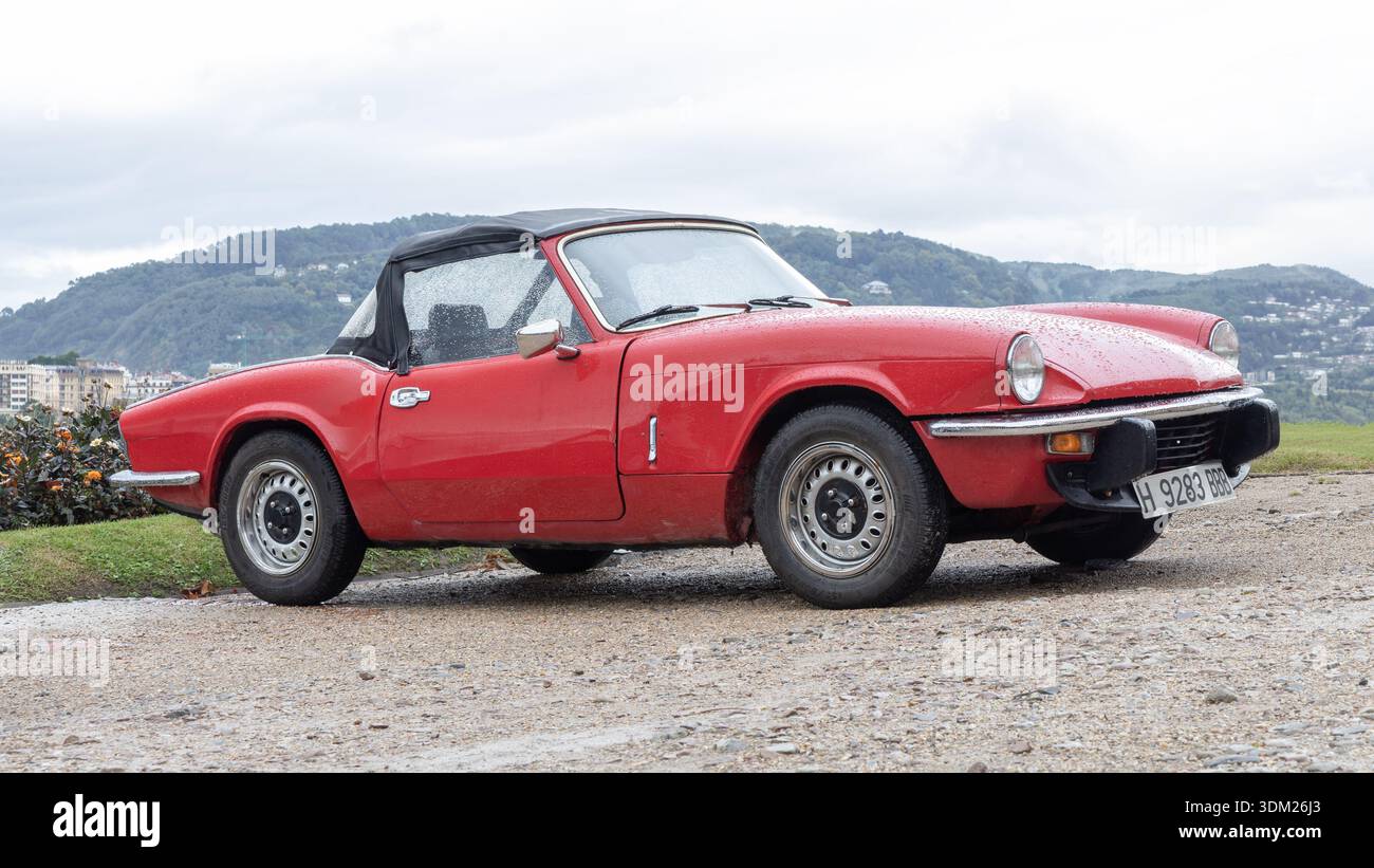 San Sebastian, Spanien – 21. September 2025: Triumph Spitfire Mark IV (1970–1974) Stockfoto