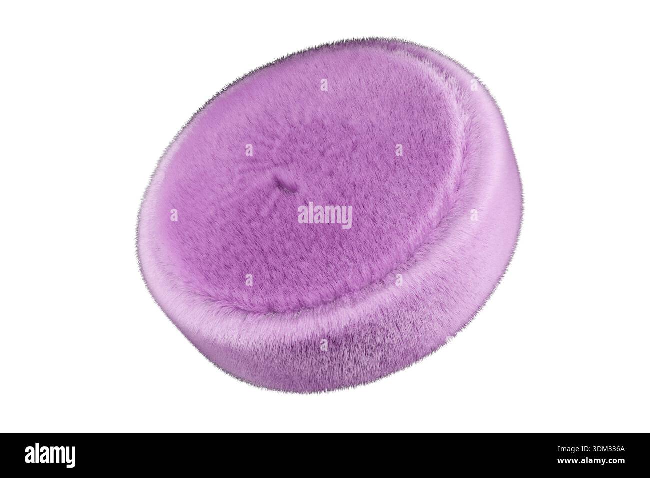 Lila, flauschige runde Pille auf isoliertem Hintergrund. 3D-Rendering Stockfoto