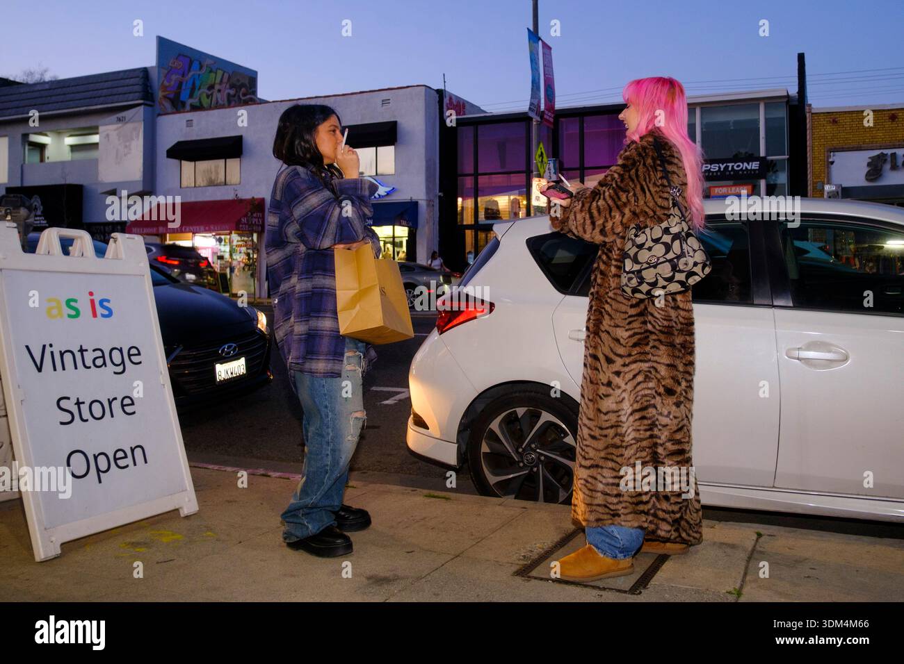 Zwei Frauen auf der Melrose Avenue, Los Angeles, Kalifornien, USA Stockfoto