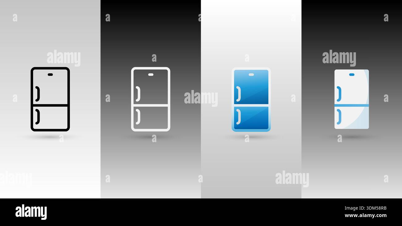 Kühlschranksymbol flaches Design-Konzept für Webschnittstelle, Küchengeräte-App, Smart Home-Benutzeroberfläche, Küchengeräte-UI, Haushaltsgeräte Stock Vektor