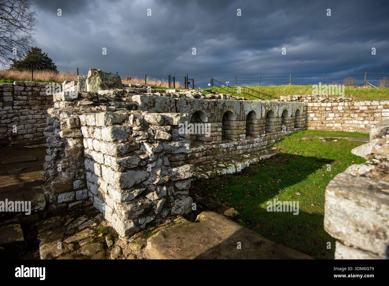 Das Badehaus im Chesters Roman Fort an der Hadriansmauer, Northumberland, England, Großbritannien Stockfoto
