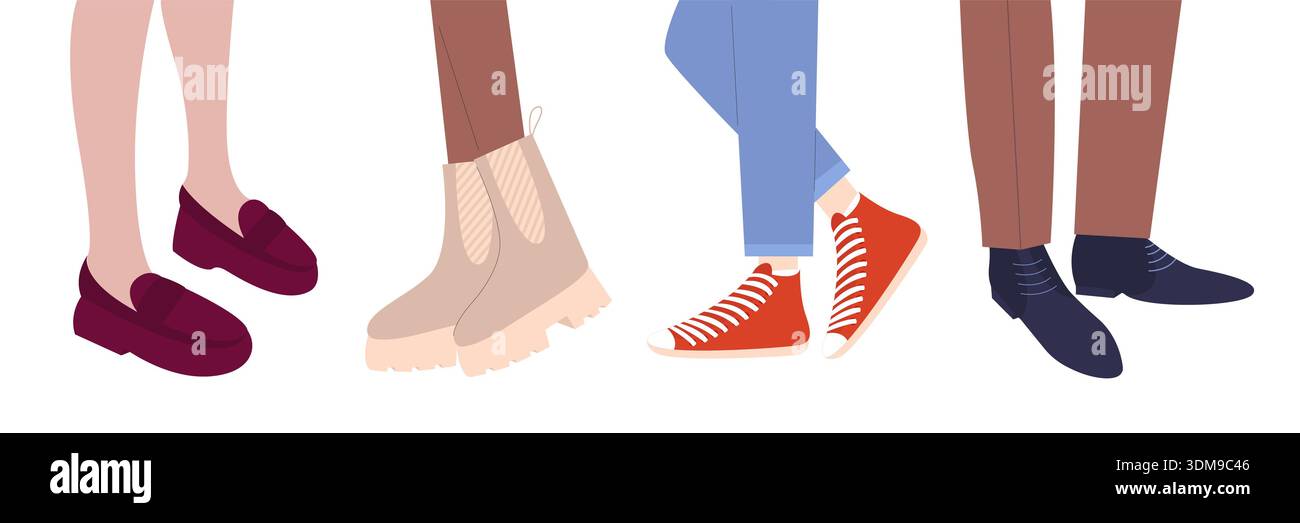 Beine in verschiedenen Schuhsets Stock Vektor