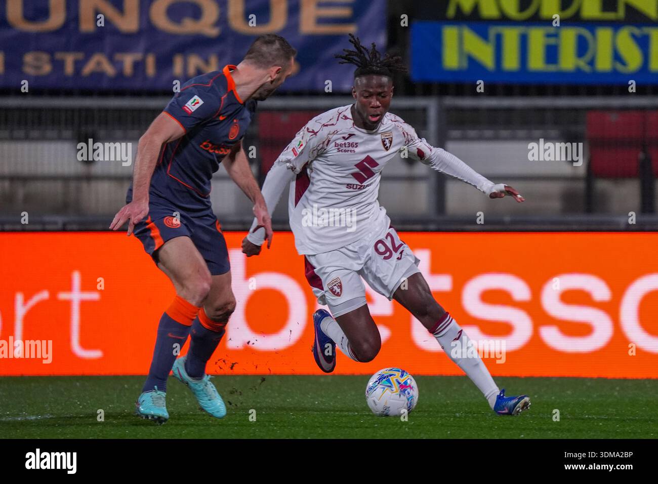 Monza, Italie. Februar 2026. Alieu Njie während des Italienischen Pokals, Coppa Italia, Viertelfinalspiel zwischen FC Internazionale und Turin FC am 4. Februar 2026 im U-POWER Stadion in Monza, Italien - Foto Alessio Morgese/DPPI Credit: DPPI Media/Alamy Live News Stockfoto