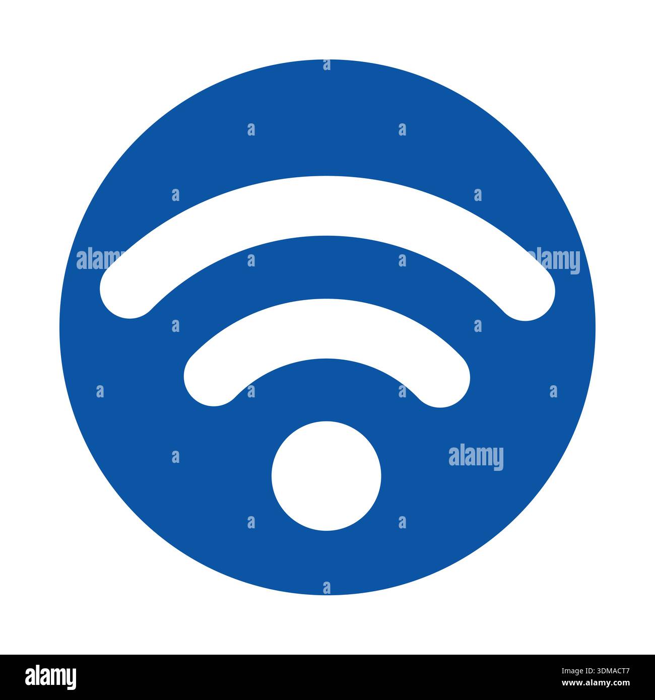 Dieses Bild zeigt ein blaues Symbol für das drahtlose Signal vor einem einfachen kreisförmigen Hintergrund, das moderne Kommunikationstechnologie und Verbindungstechnik darstellt Stock Vektor