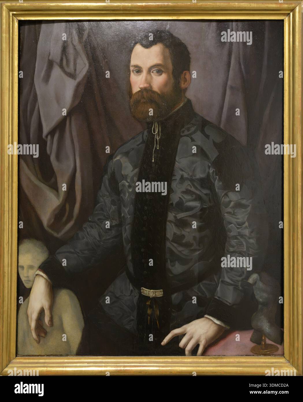 Männliches Porträt, 1540-60, dem Kreis von Agnolo Bronzino zugeschrieben, Öl auf Platte. In der Pinacoteca Ambrosiana, Mailand. Stockfoto