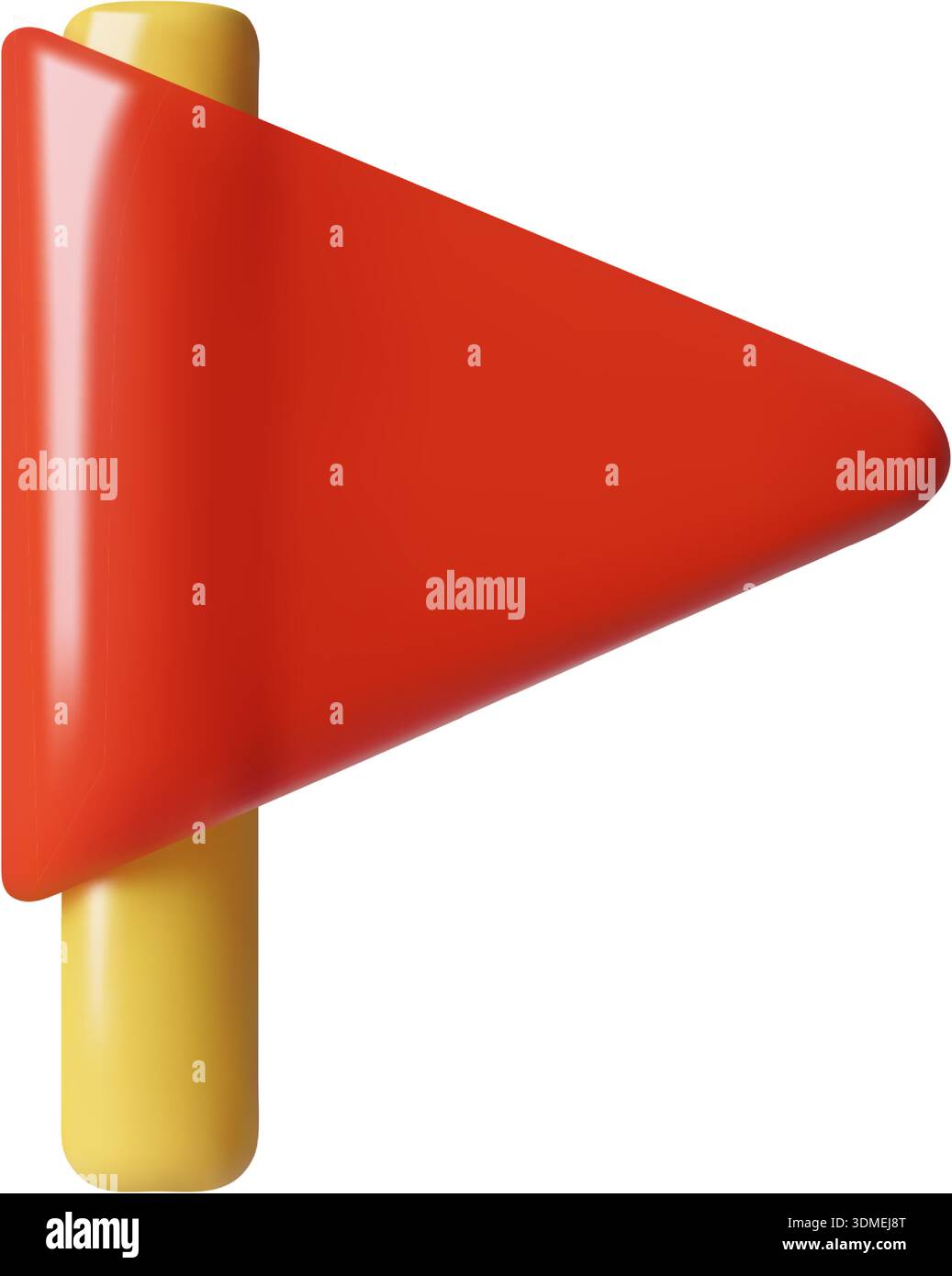 Rote Fahne am Pfosten Minimal 3D-Symbol Stock Vektor