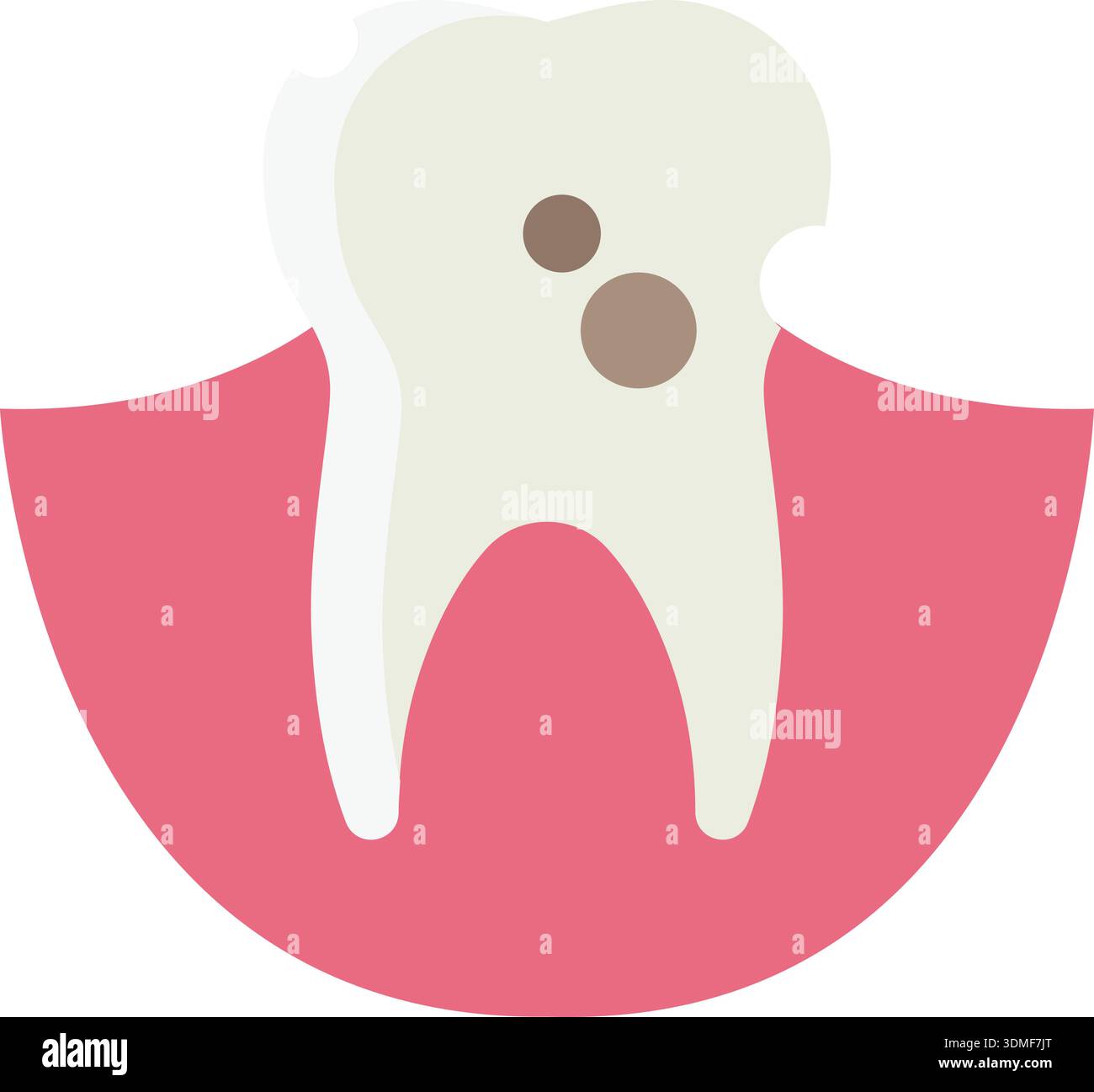 Karieshöhle im Zahnschmelz. Zahnfarbsymbol Stock Vektor