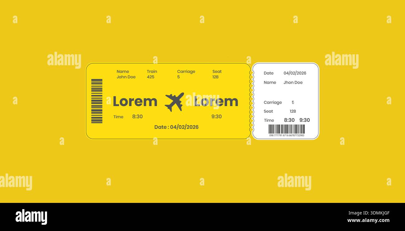 Flugticket, Bordkarten-Design-Vorlage, Vektorillustration. Stock Vektor
