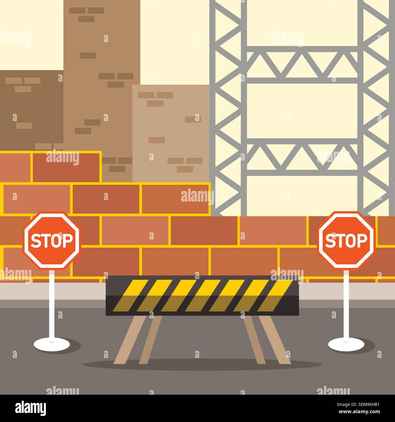 Abbildung einer im Bau befindlichen Baustelle Stock Vektor