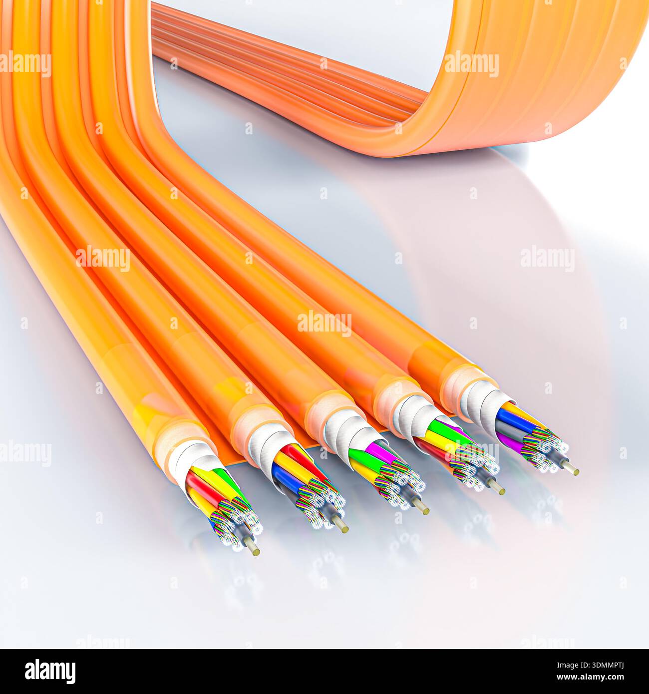 Glasfaserkabel 3D-Breitband-Internet Stockfoto
