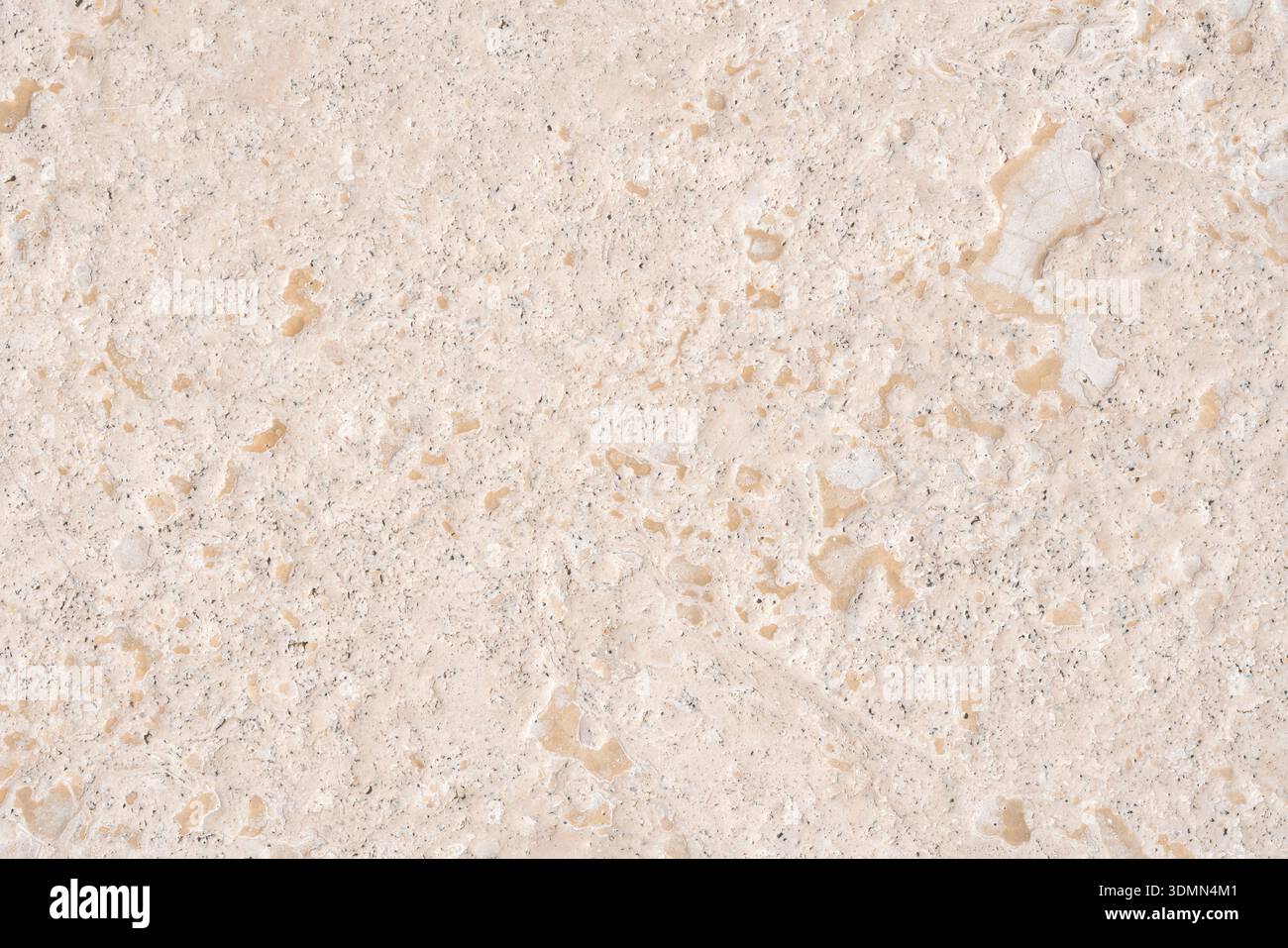 Hintergrund von natürlichem beigem Travertin oder Kalkstein. Nahtlose Textur mit warmen Tönen für Architekturdesign und 3D-Rendering Stockfoto