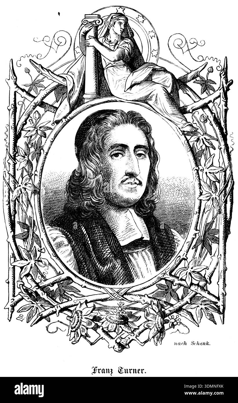 Francis Turner ( 1637–1700) Bischof von Ely, Church of England, Porträt Persönlichkeit, historische Illustration 1863 Stockfoto