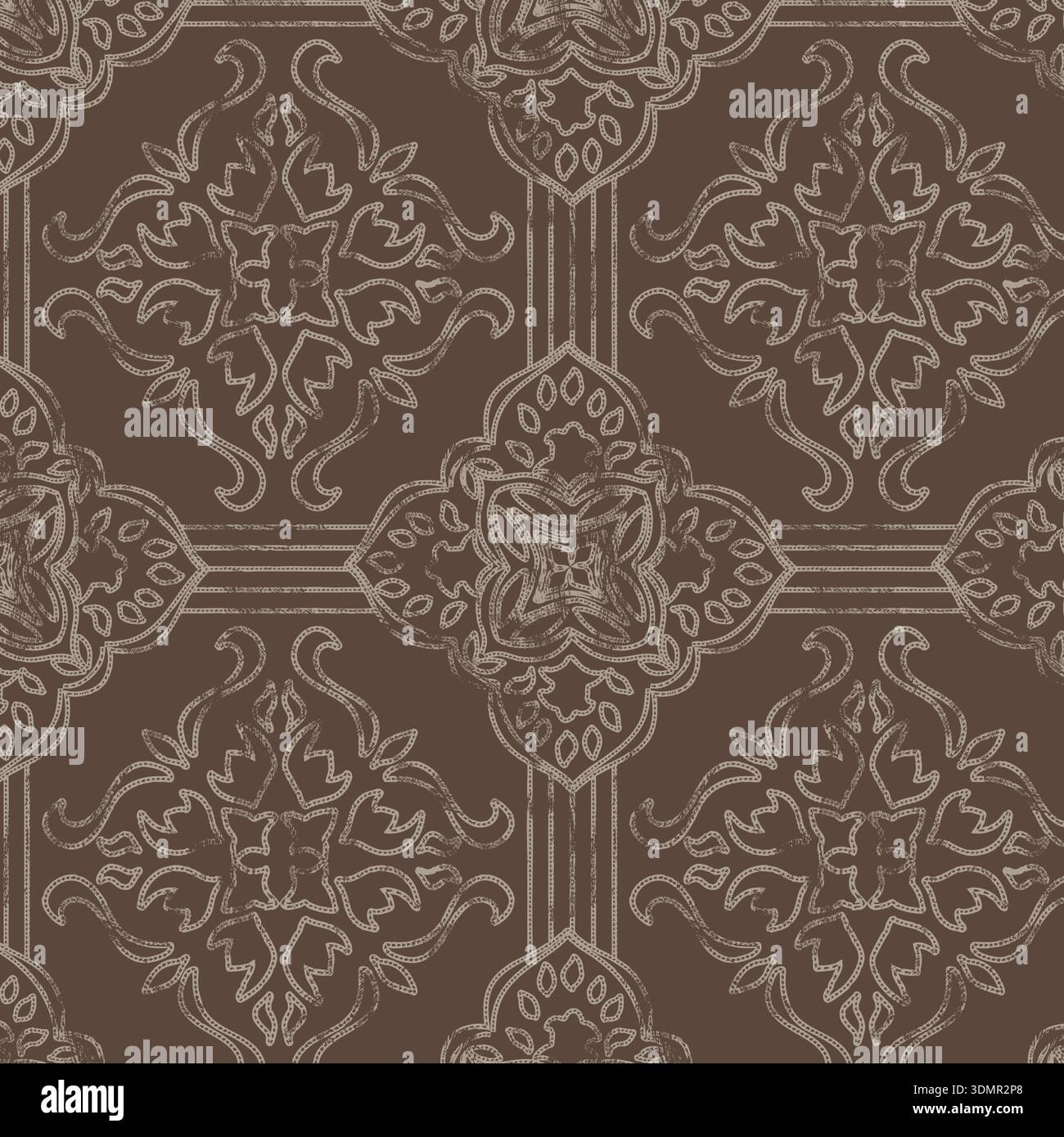 Nahtloses Damastmuster mit Vintage-ornamentalen Arabesken-Motiven in klassischem viktorianischem Stil für elegante Textilien und Tapeten Stock Vektor