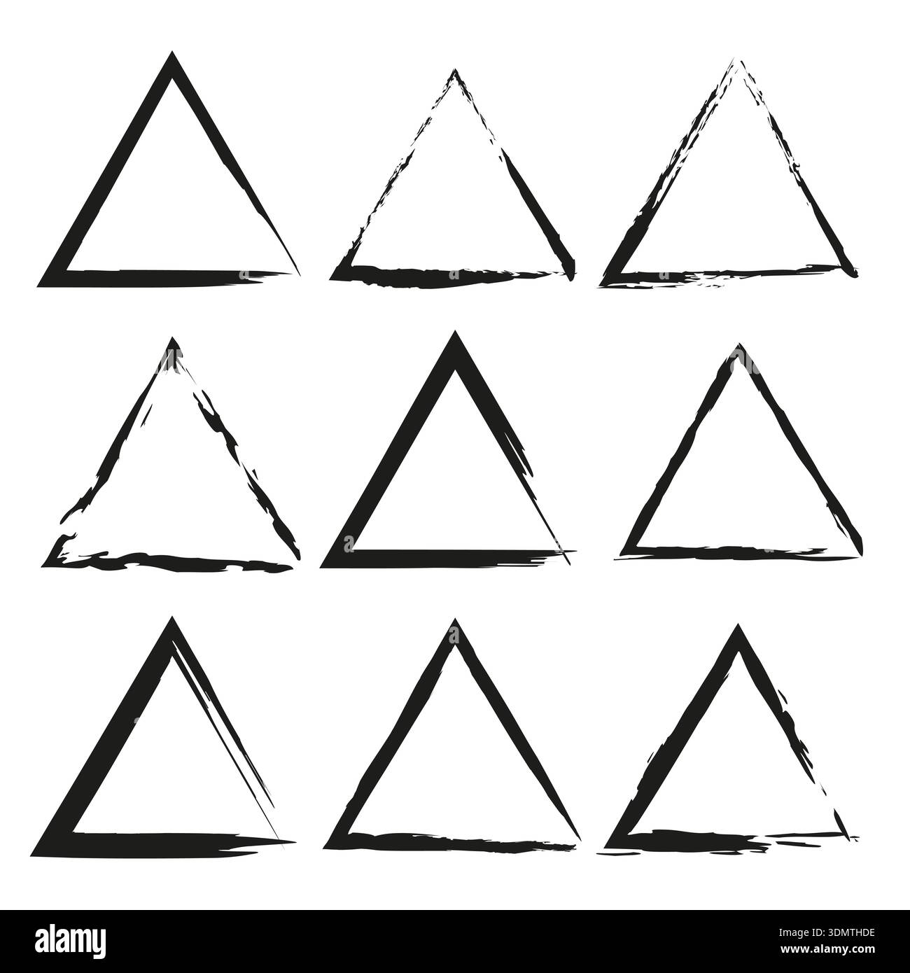 Dünnes Dreiecksset. Pinselkontur. Form der Vektorskizze. Geometrisches Symbol „Schleifen“. Stock Vektor