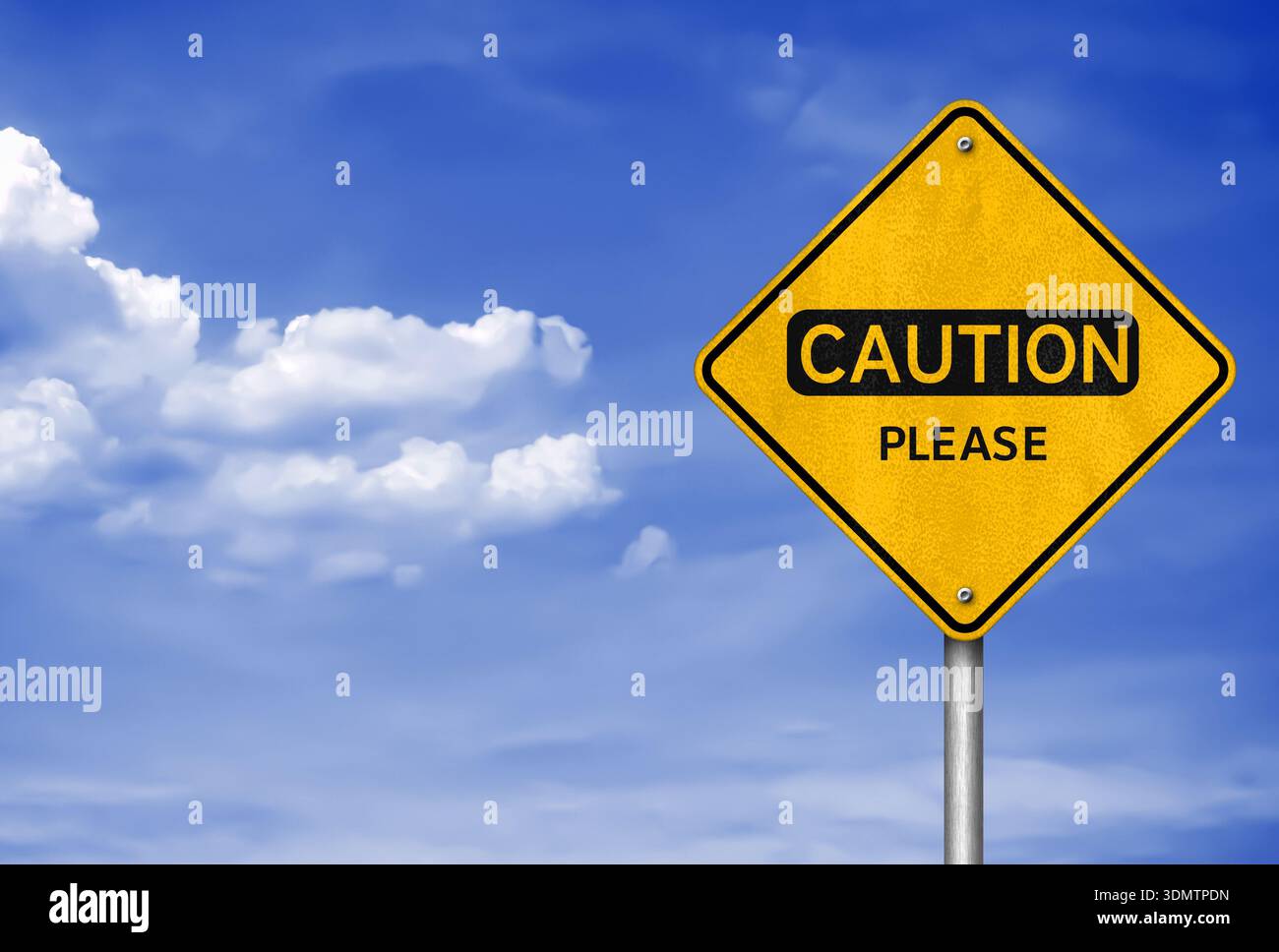 Achtung, bitte - Straßenschild Stockfoto