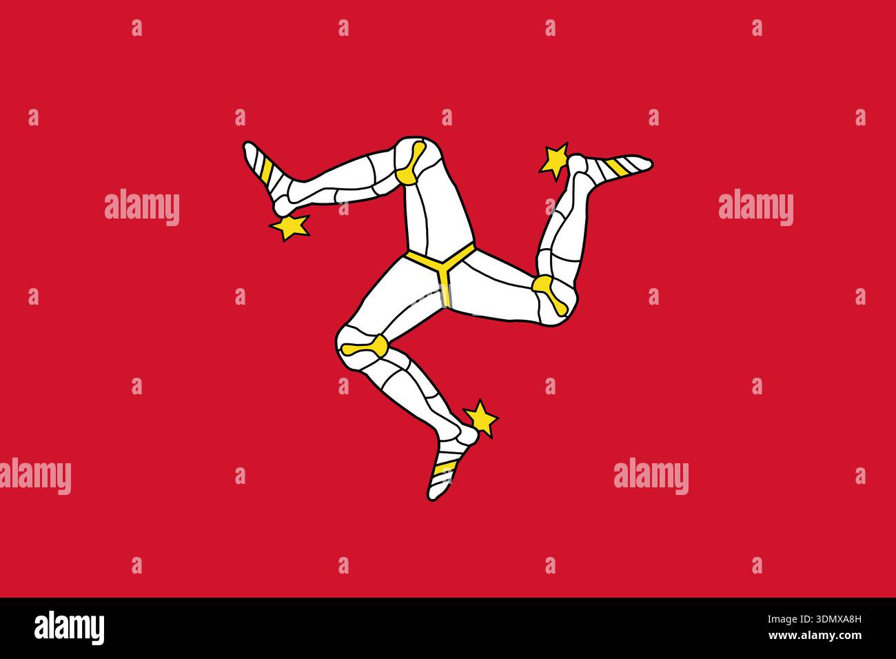 Isle of man Vektorflagge in offiziellen Farben und 3-2 Seitenverhältnis. Stock Vektor