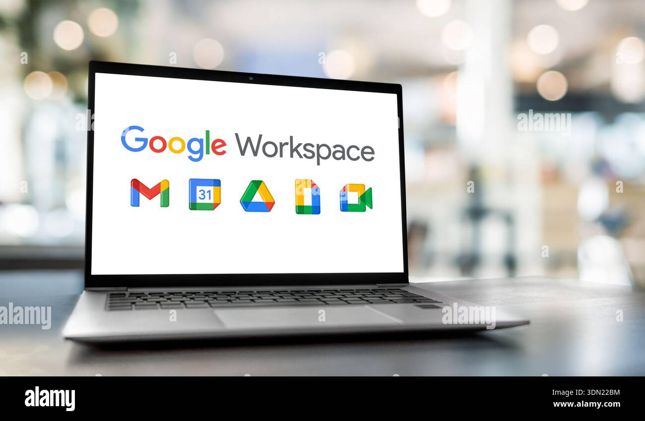 Produktivitätstools und -Apps von Google Workspace Stockfoto
